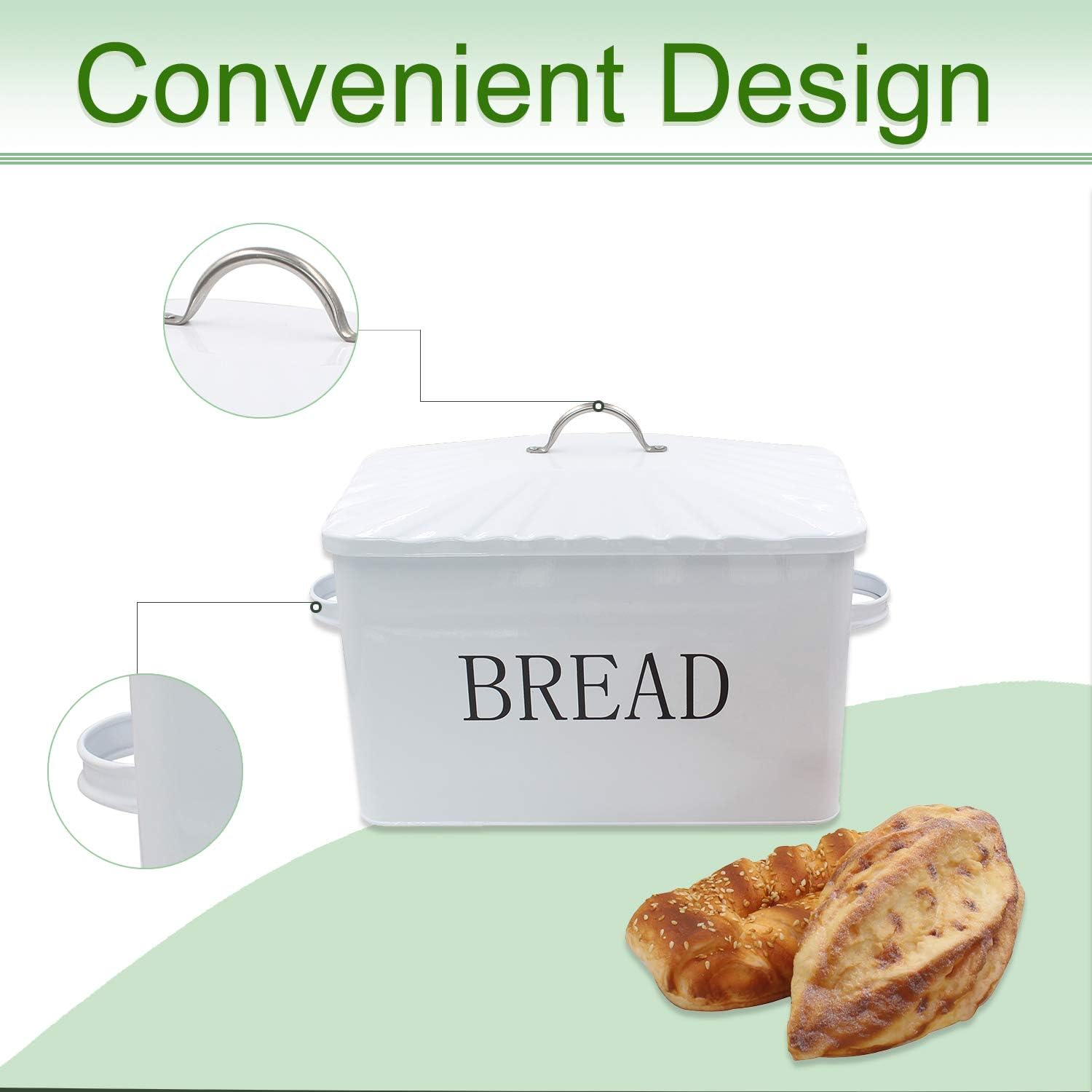4W Large Bread Box, Metal Bread Storage Bread Holder for Kitchen Countertop, Large Capacity for Loaves, Muffins, Bagels, Sandwiches, Kitchen Decor and Farmhouse Decor: Kitchen & Dining