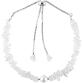 SunshineGems Natural Clear Quartz Chips Slider Bracelet with Elegant Pearl, High Grade Crystal, Gift Giving Women Jewelry, Slider 8 inch Weight Approx 28 to 35carats Stone Size Approx 4 to 9 mm.