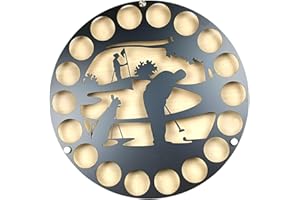 Circular Golf Ball Display Case - 12 Ball Holder, Metal Silhouette Wall Art, Easy Mounting Wall Mounted- Style C