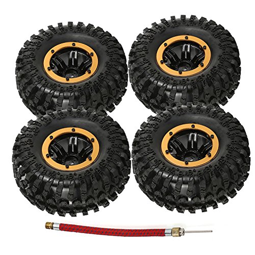 LAFEINA RC Air Pneumatic Tyre Beadlock Wheel Rim and Tires for 1/10 RC4WD D90 Axial SCX10 RC Crawler Truck Parts