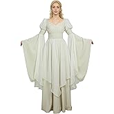 daizbella Medieval Renaissance Dress Fairy Elf Dress Retro Cinched Waist Medieval Costume