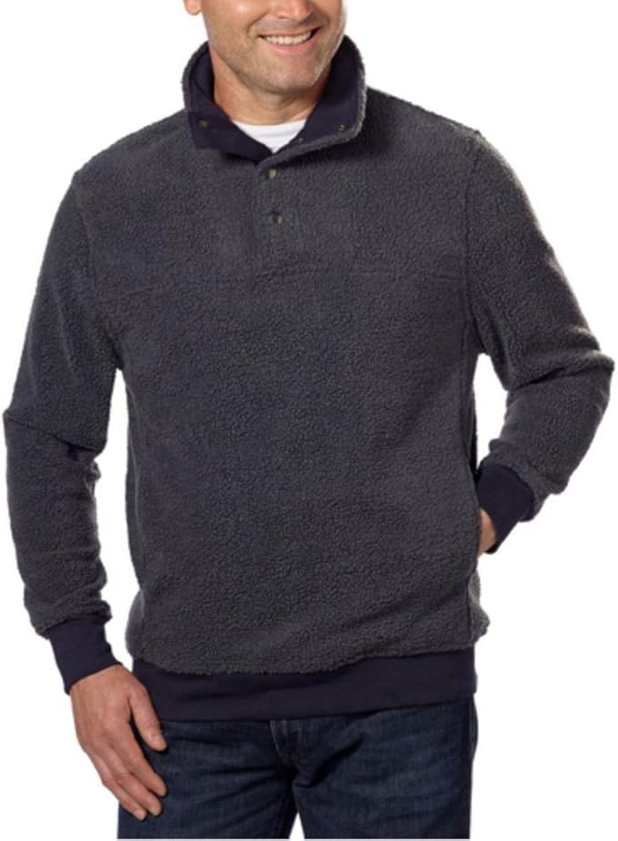 Jachs Mens Cabin Sherpa Fleece Mock Neck Pullover (Medium, Gray) at Amazon Menâs Clothing store