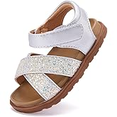 BMCiTYBM Toddler Boys Girls Sandals Open Toe Arch Support Slides Adjustable Straps Cork Footbed Slippers for Indoor Outdoor