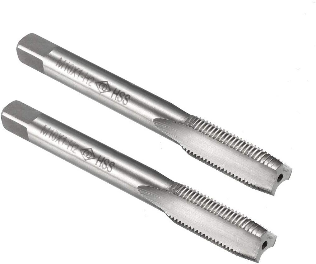 sourcing map Metric Machine Thread Tap M10 x 1 H2 High Speed Steel Straight Flutes Screw Tapping Threading Machinist Repair DIY Tool 2pcs