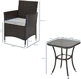 EVRE Copenhagen 3 Piece Rattan Bistro Set with Cushions & Glass Table view 4