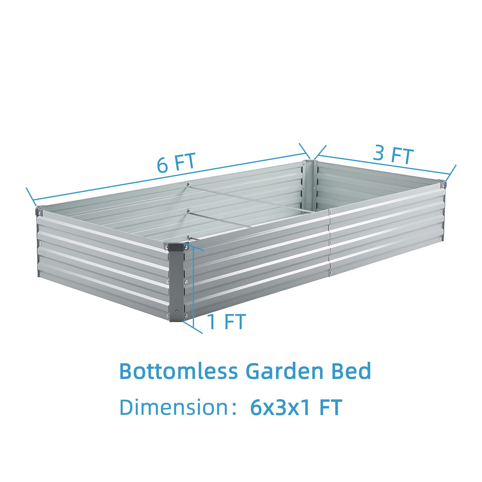 Zizin Galvanized Raised Garden Beds Metal Elevated Planter Box Steel