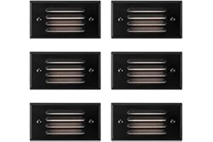 GKOLED 12V 3W Surface Mount Low Voltage LED Step Light Fixture with Horizontal Louvered Faceplate for Steps Decks Pathway Yard Stairs Fences, IP65 Outdoor Waterproof, Wet Locations, 6 Pack