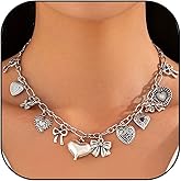 TACBSP Gold Charm Necklaces for Women Heart Bow Shell Choker Necklace Statement Pendant Necklace Summer Beach Jewelry Gifts