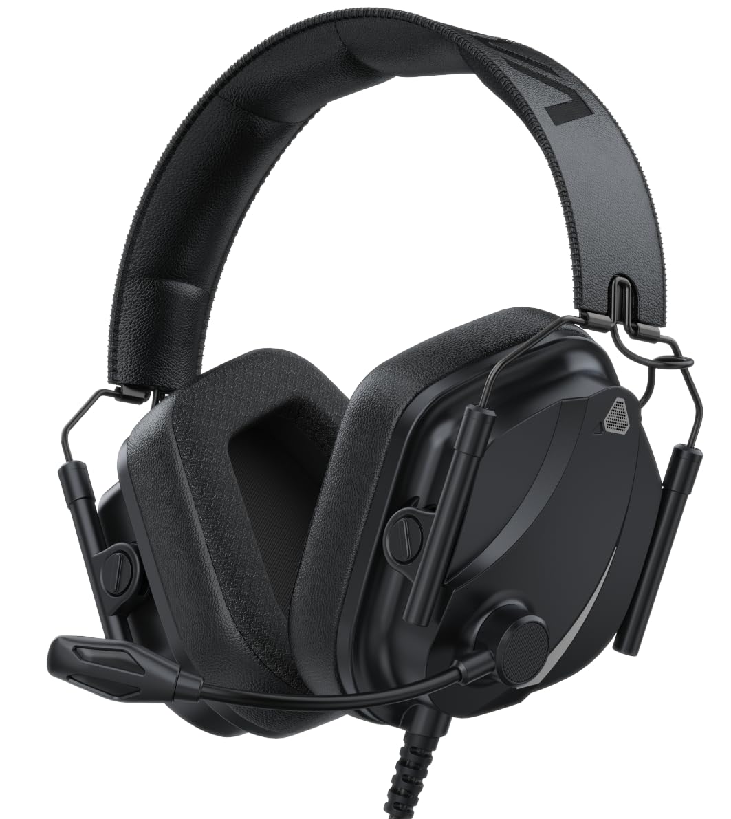 Vakedy Gaming Headset for PS4,Switch,PC,PS5 with Noise Canceling Microphone RGB Light, Computer Headset with Mic (Cool Black)