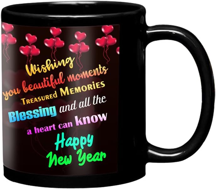 VESPL Wish You a Very Happy New Year Ceramic Coffee Mug (Black)
