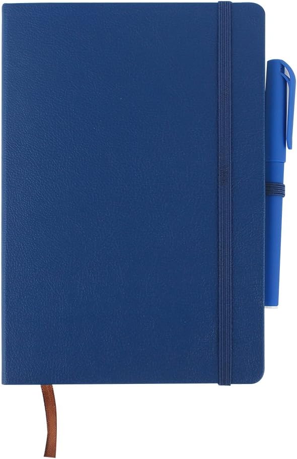 TWBBetter Classic Hardcover Notebook Lined Pages A5 Business Personal Organizer with Pen Loop Ribbon Bookmark 100 Sheets 200 Pages (Navy Blue)