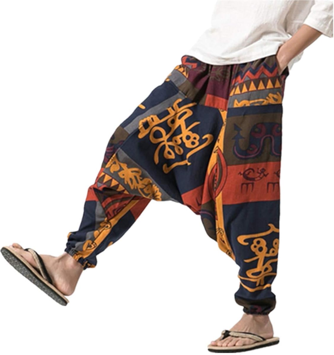 PERDONTOO Men Women Cotton Harem Yoga Baggy Genie Boho Pants: Clothing