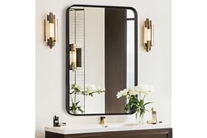 ATILIOO Bathroom Mirror for Wall, 30x22 Inch Rectangle Mirror, Matte Black Metal Framed Bathroom Vanity Mirror for Restroom Farmhouse, Anti-Rust, Tempered Glass, Horizontally or Vertically Hanging