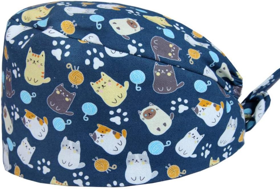Cotton Shiba/Cat Printed Headscarf Surgical Cap Medical Doctor Turban Cap