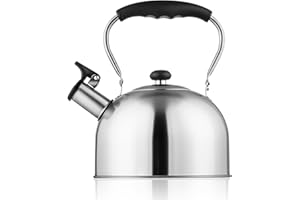 SHOXIL Whistling Tea Kettle – 2.64 Quart Stovetop Teapot, Stainless Steel Water Kettle for Camping & Kitchen, Foldable Handle – Perfect for Coffee & Tea