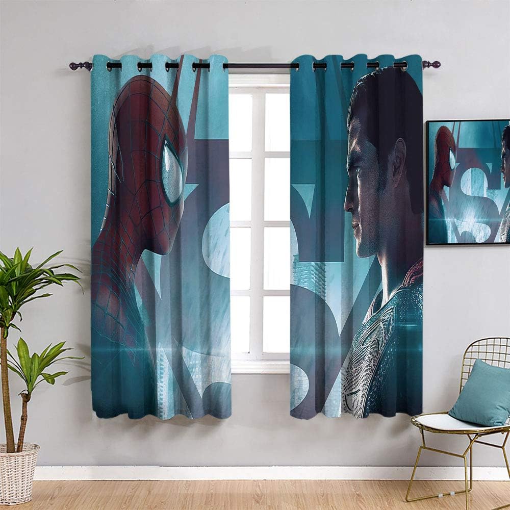 Cortina con ojales de superhéroe Spider man vs Superman, 213 x 160 cm