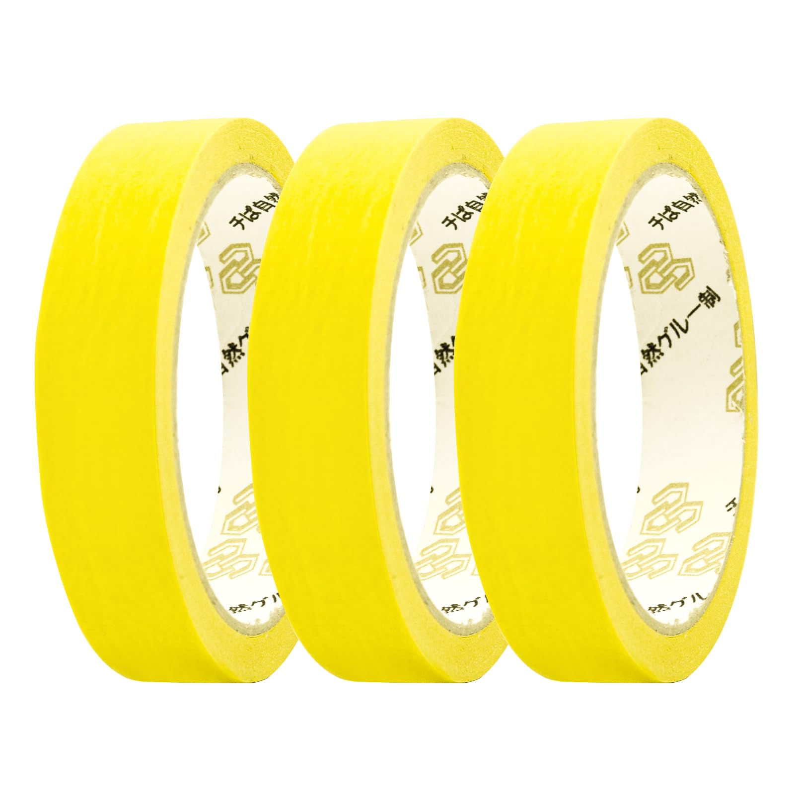 Udewo 3 Rolls Writable Painters Tape - Coloured Low Tack Masking Tape for Indoor Painting & Decorating (Yellow)