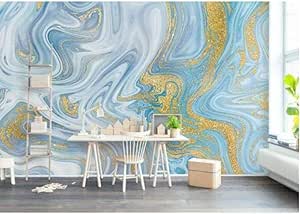 Luxurious Gold Print Blue Texture Marble Wallpaper Murals ...