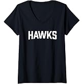 Women's Hometown Hawks Text Design V-Neck T-Shirt