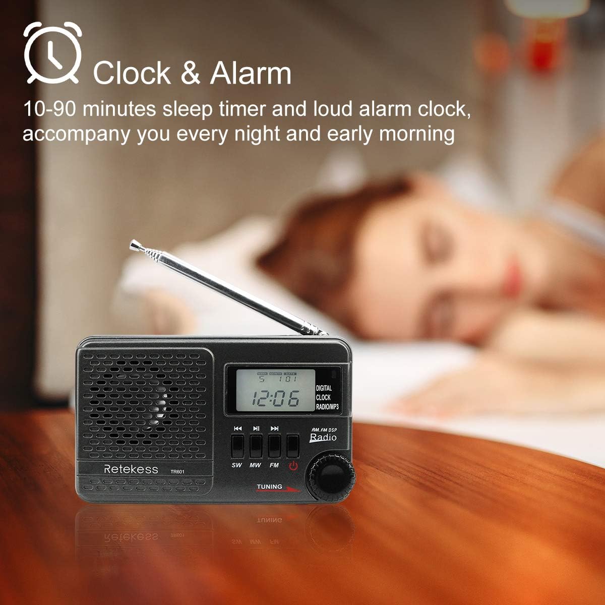 Retekess TR601 Portable Shortwave Radios with Best Reception, AM FM Radio Battery Operated, DSP Radio MP3 Player Support TF and USB Port (Black): Home Audio & Theater