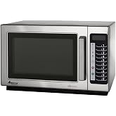 Amana RCS10TS 1000 Watt Stackable Countertop Commercial Microwave with Push Button Controls for Restaurant Buffet Catering Service | 1.2 Cu. Ft, 22"W x 19"D x 13-7/8"H, Stainless Steel, 120v, NSF