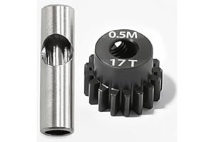 QLOI-LEUE 0.5M Pinion Gear 17T Hardened Steel 3.175mm Bore with 2.3mm Adapter, Precision Motor Gear for ARRMA 1/14 Typhon 1/16 Mojave 1/18 Granite, Losi 1/12, 0.5Mod Gear 13T-27T for HOBBYWING Motors