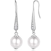 ASHLI JENA Pearl Earrings 925 Sterling Silver Pearl Earrings for Women Drop Dangle Earring for Women