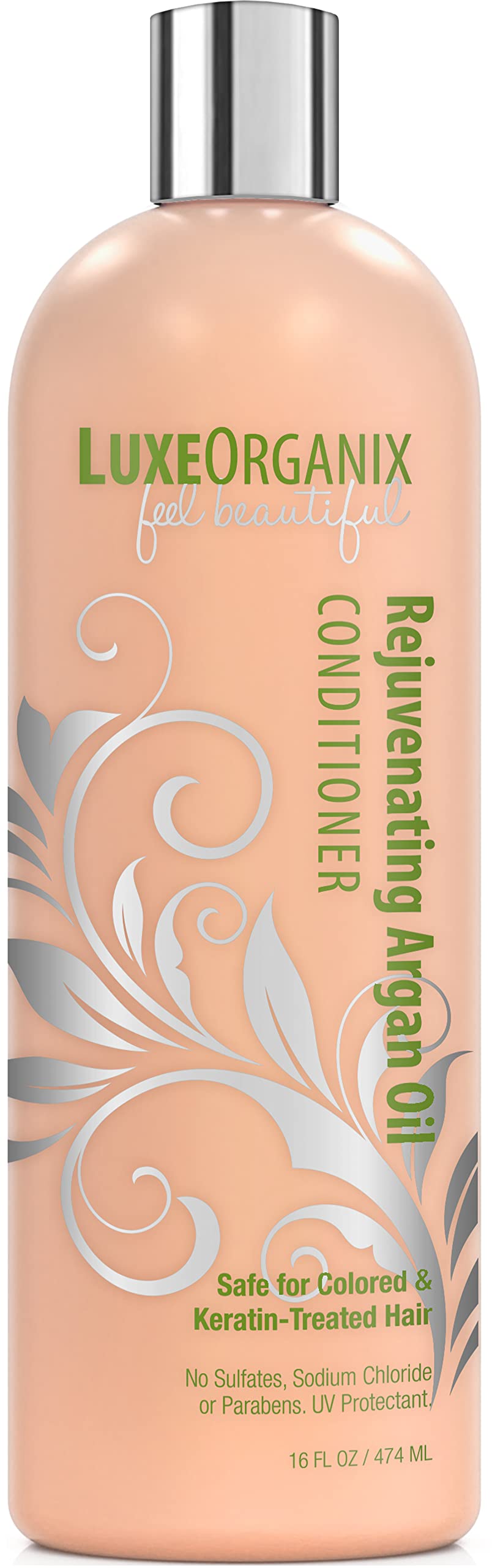 LuxeOrganix Moroccan Argan Oil Conditioner - SLS Sulfate Free, Keratin & Color Safe - Solon Grade Moisturizing Anti-Frizz Formula (16 oz Single Conditioner)