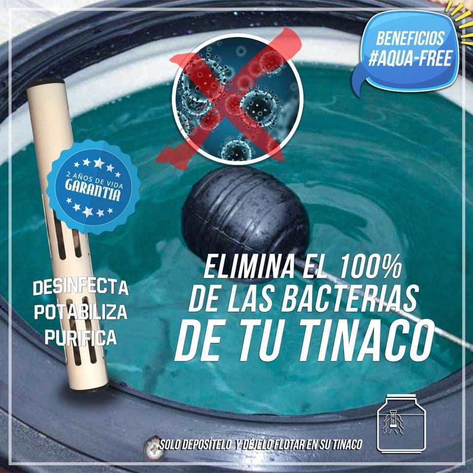 AQUA FREE, DESINFECTANTE DE AGUA PARA TINACO, ELIMINA VIRUS, BACTERIAS Y HONGOS DEL AGUA POR DOS AÑOS