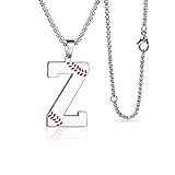 Baseball Initial Necklace for Men A-Z Letter