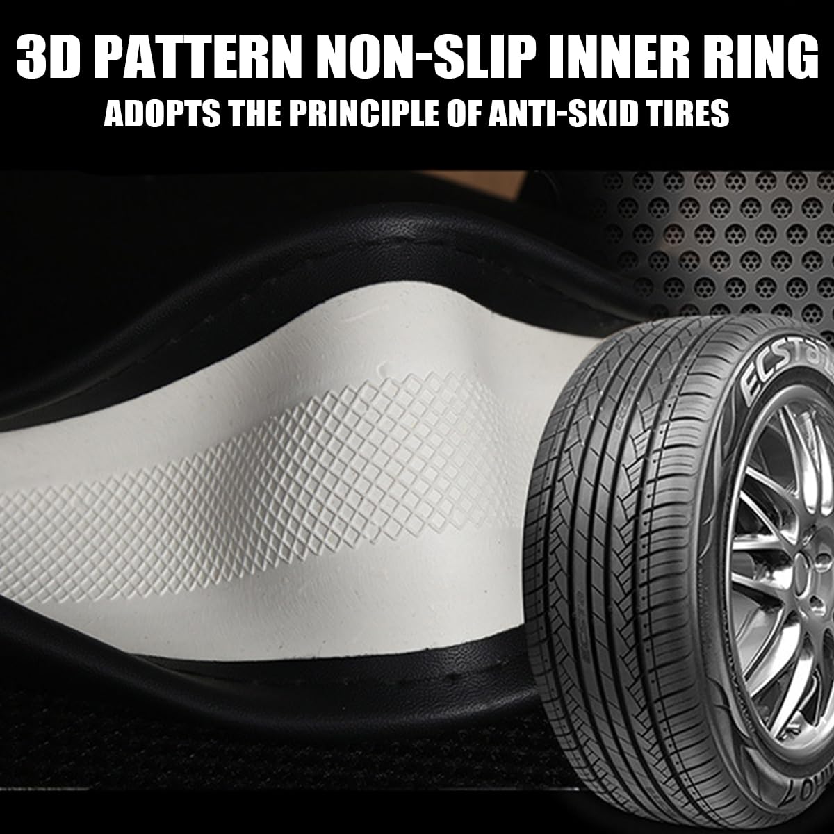 Car Steering Wheel Cover, Anti-Slip Leather Breathable Comfortable Automotive Steering Wheel Cover Protector Decoration for Men and Women, 15 Inch Universal for SUV, Truck, RV（Black）