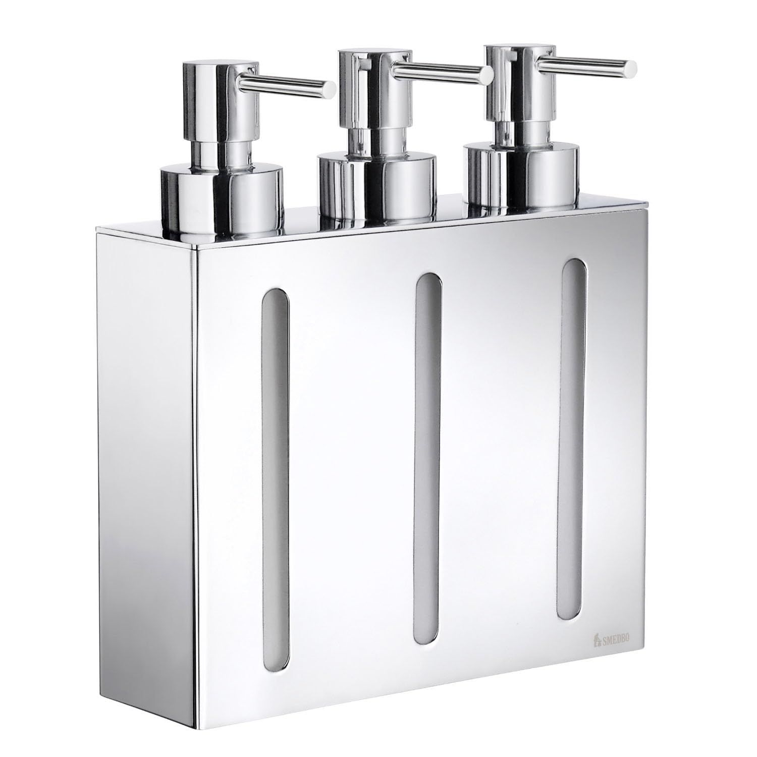 Smedbo "Outline" Triple Soap And Lotion Dispenser, Polished Chrome,16.7 x 6 x 21 cm, Silver