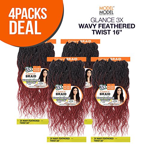 MULTI PACK DEALS! ModelModel Synthetic Hair Crochet Braids Glance 3X Wavy Feathered Twist 16