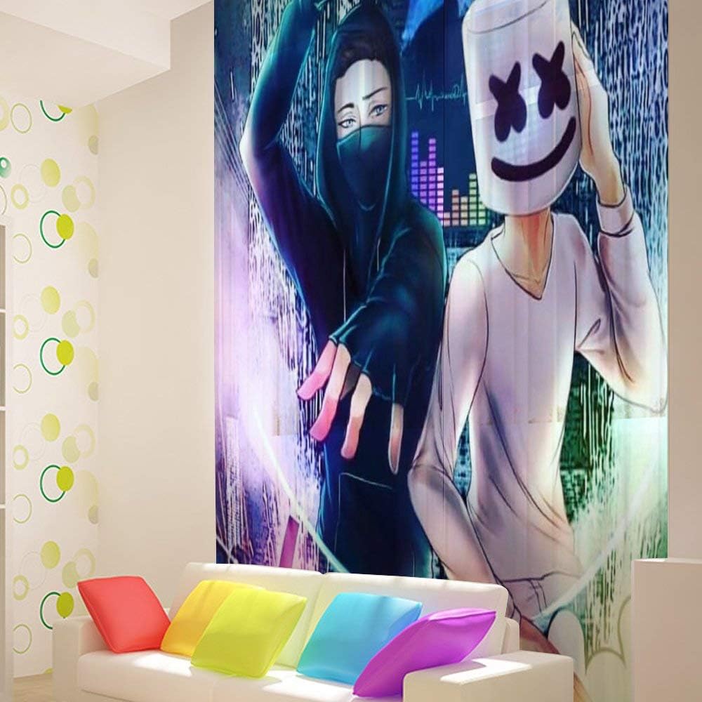 Amazon マシュメロ アラン ウォーカー Alan Walker Marshmelloレースカーテン 外から見えにくい Uvカット 2枚セット 節電対策 目隠し 幅140cmx 丈198cm カーテン ブラインド オンライン通販