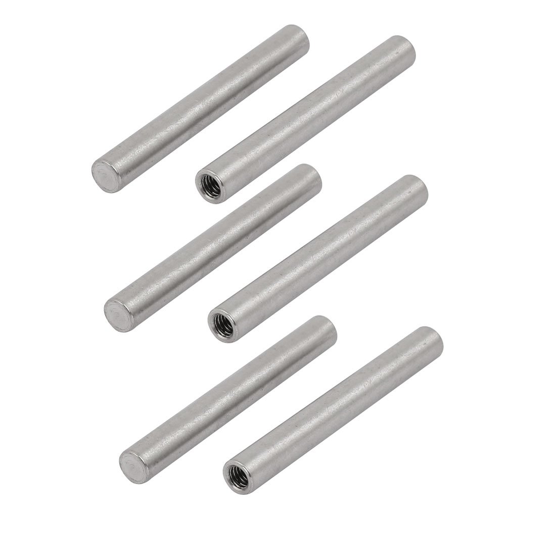 Sourcingmap 304 Stainless Steel M4 Female Thread 6mm x 50mm Cylindrical Dowel Pin 6pcs