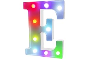ENSHUI Colorful Light Up Letters Marquee Letter Lights, LED Letters with Lights, Battery Powered Auto Color Changing Lighted Letter Signs for Party, Birthday, Table, Wall Decoration, Christmas Gift E