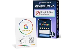 Review Launch Review Stand Compatible with Google Reviews | Boost Online Reviews and Google Rank with Fast Zappy NFC Tap Card