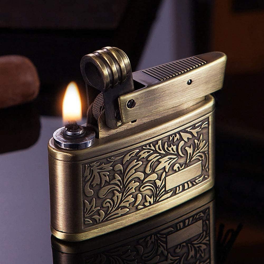 Photo 1 of Bsdurable Vintage Lighter - Adjustable Flame, Windproof, Antique Soft Flame Kerosene, Folding Design for Outdoor and Camping - Men's Gift (Butane Gas-Free)