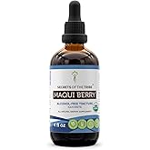 Secrets of the Tribe Maqui Berry USDA Organic | Alcohol-Free Extract, High-Potency Herbal Drops | Made from 100% Certified Organic Aristotelia chilensis Dried Berry (4 oz)