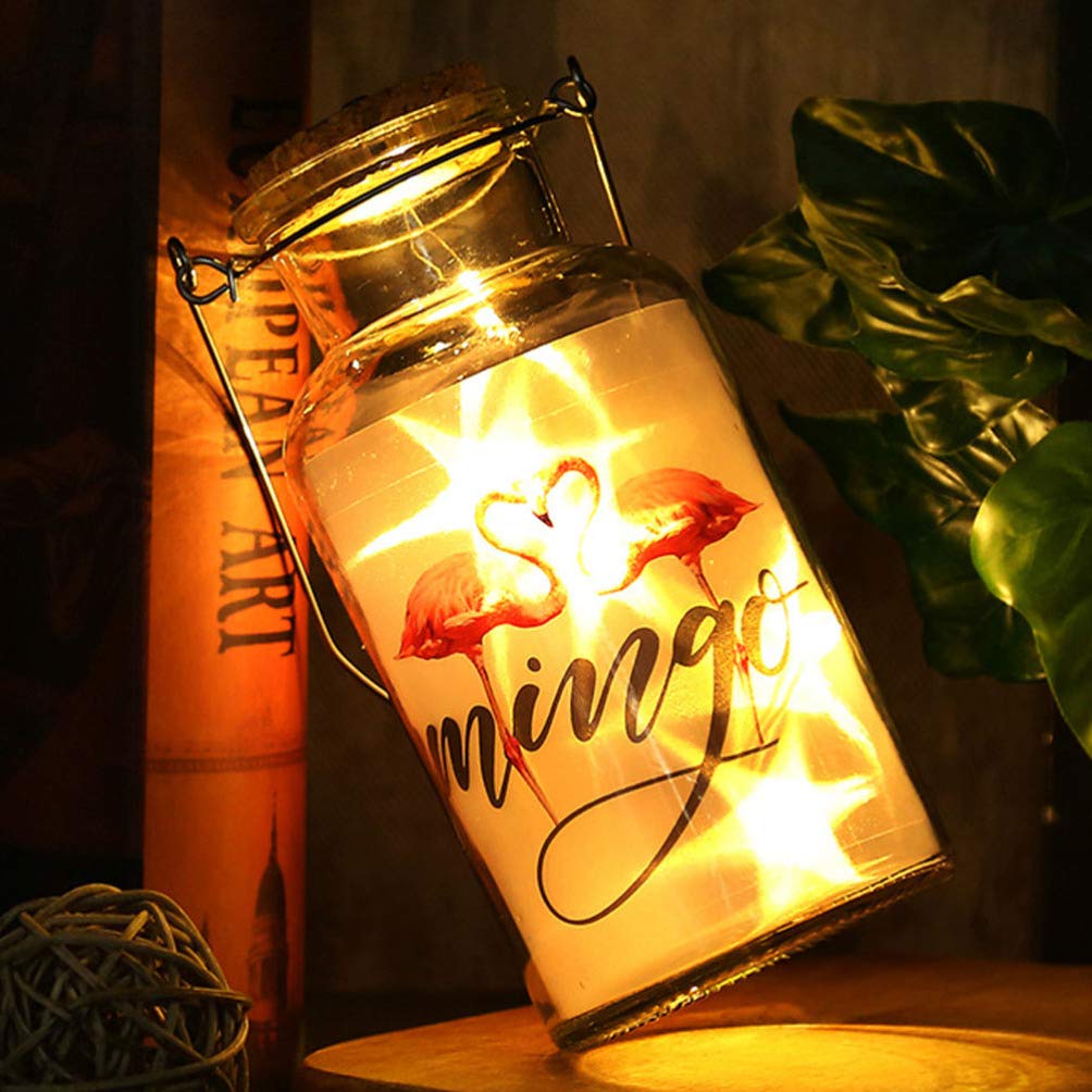 Mobestech Cork Bottle Lights Fairy Light Transparent Glass Flamingo Pattern LED Wishing Bottle for Bedroom Party Wedding Christmas Indoor Outdoor Decoration