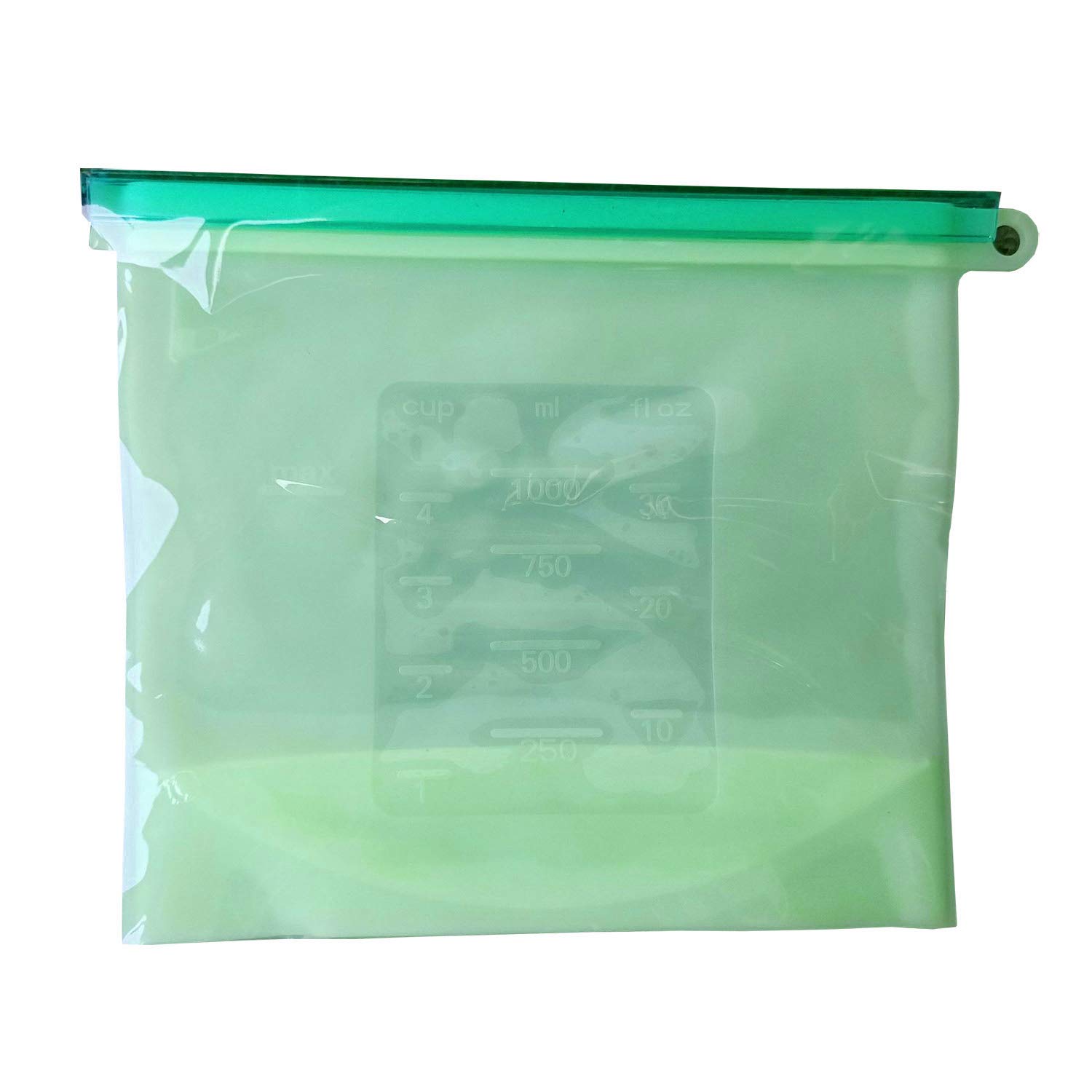 VOANZO 5pcs Fruit and Vegetable Silicone Fresh-keeping Bag 1000ml, Vacuum Sealed Bag Hygienic Fresh-keeping Packaging, Refrigerator Food (green)