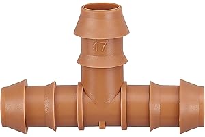 JOYPRO 24 Pieces Drip Irrigation Barbed Tee Fittings for 1/2” Tubing (0.600”ID) - Drip Tees (17mm) Irrigation Tubing Connectors for Drip Sprinkler Garden Lawn Systems
