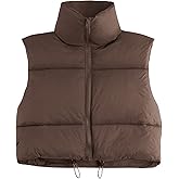 Century Star Puffer Vest Women Girls - Cropped Fall Winter Outerwear Puffy 2025 Quilted Top Jacket Coat Gilet Sleeveless Zip