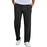 COOFANDY Men's Cotton Sweatpants Open Bottom Lounge Pants Lightweight Casual Jogger Pants with Pockets