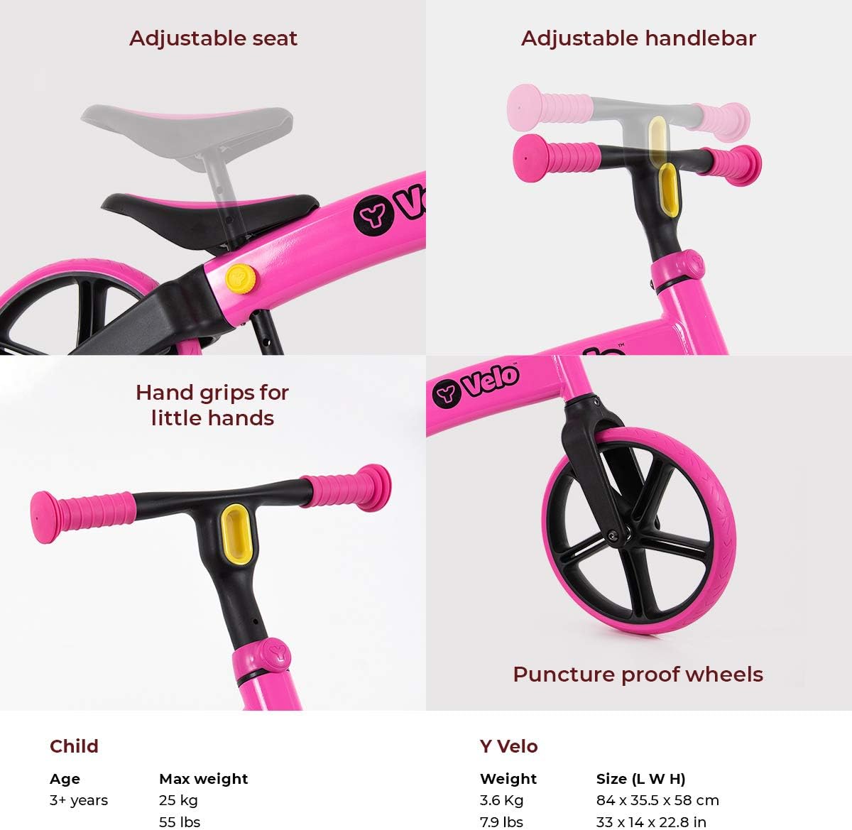 Yvolution Y Velo Toddler Balance Bike | 9", 12" No-Pedal Learning Bike for Kids Age 18 Months to 5 Years: Sports & Outdoors