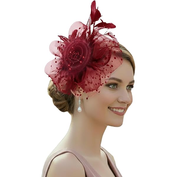 5615 Fascinators Hats For Tea Party, Feather Fascinator Hat With Flower Amazon.com: LDFWAY Large Flower Fascinators for Girls Women  main image 4