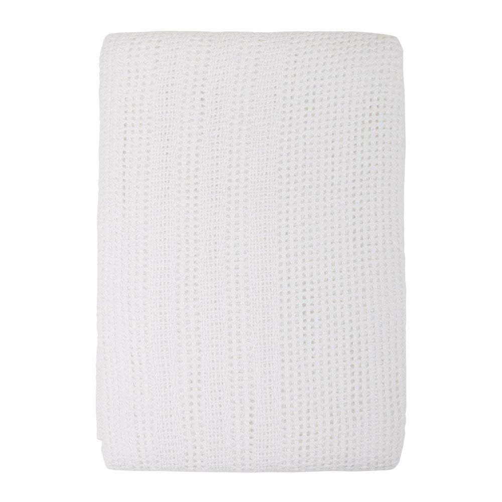 Family Bedding® -100 Percent Pure Cotton - Extra Soft & Cozy Cellular Blanket & Throws -Double Bed-230x230cm. (White) — image 1