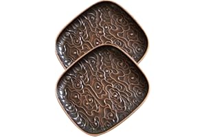 Hoement Vintage Copper Coasters Set 2pcs Retro Metal Tea Cup Saucers Heat-Resistant Coffee Cup Mats