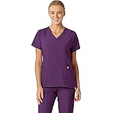 Wink Scrubs for Women, W123, Stylized Vneck Tops with 5 Pockets Eggplant