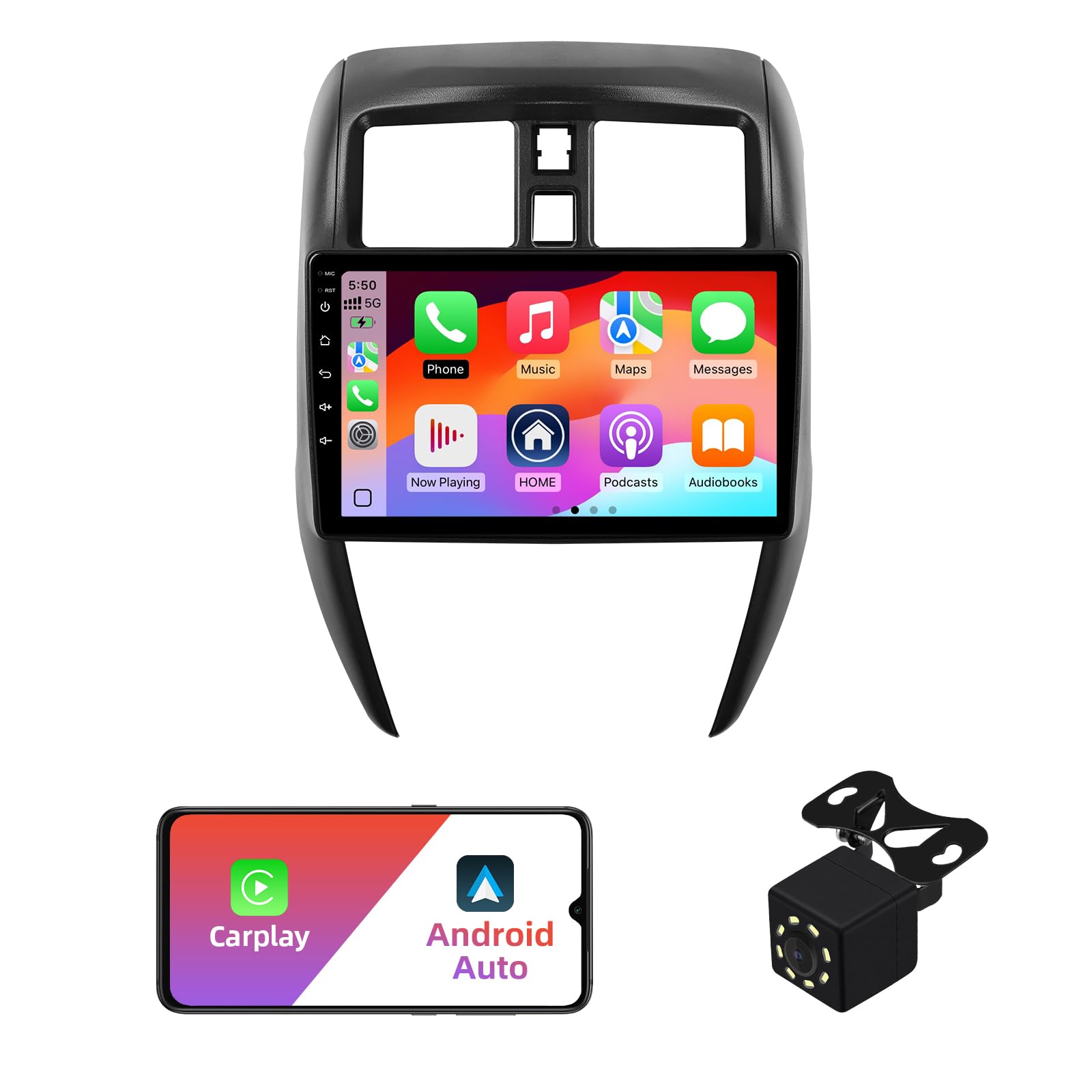 Photo 1 of 2+32G Android 12 Double Din Car Stereo for Nissan Versa Sedan 2015-2019 with 10.1 Inch Touchscreen Radio Built-in Wireless Carplay/Android Auto/GPS/Bluetooth/FM/AUX-in/SWC/Backup Camera